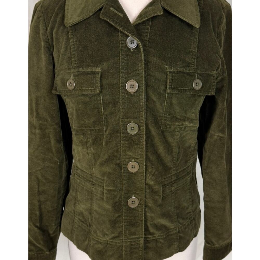 Talbots Stretch Dark Green Button Front Jacket Si… - image 2